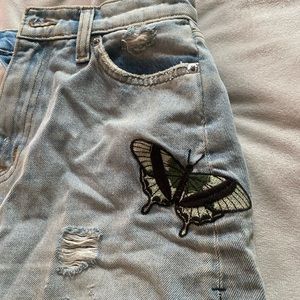 butterfly jean shorts